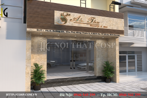 Không gian sang trọng với spa màu gỗ nâu trầm đẹp
